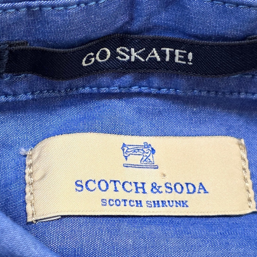 Scotch & Soda Scotch Shrunk Button Down Shirt Boys 10 Blue Chambray Long Sleeve - Picture 8 of 9